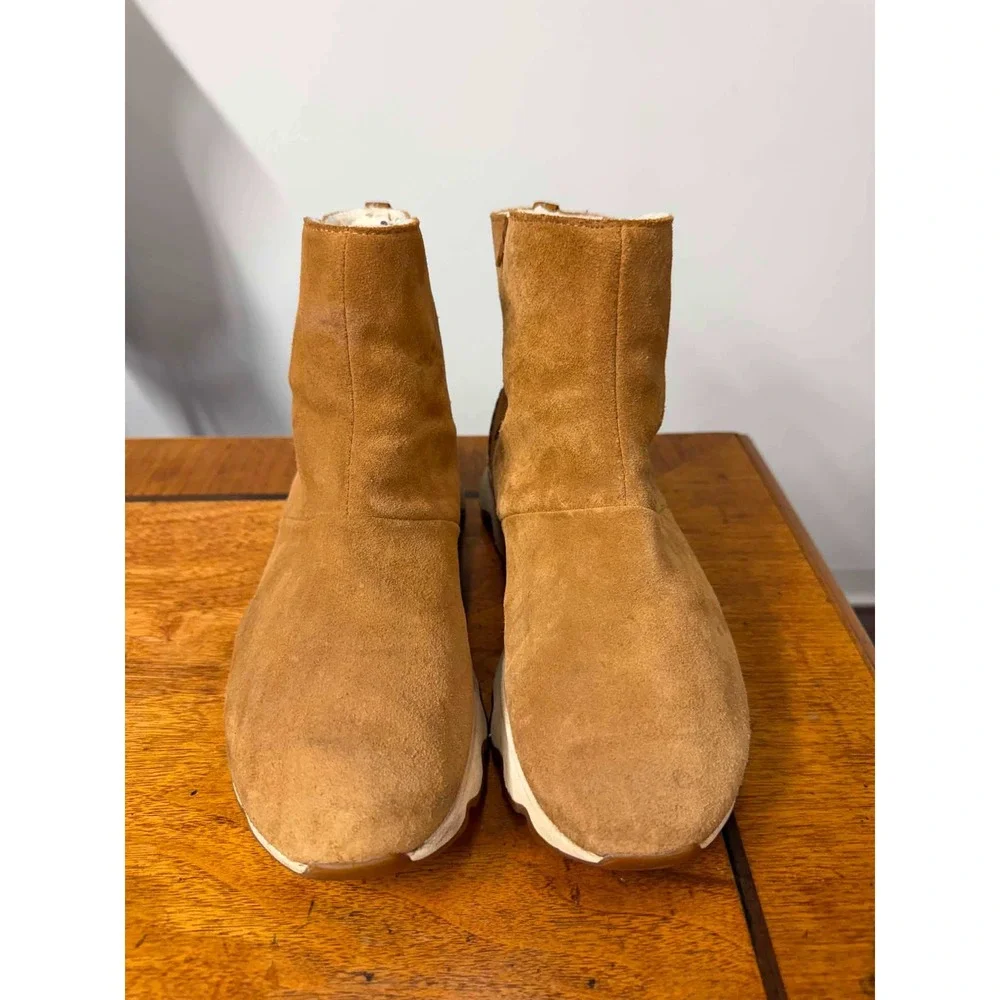 Sorel Kinetic Short Waterproof Boots Camel Brown Suede Faux Fur NL3128-224 8.5